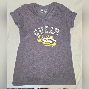 LSU Tigers Purple Cheer V-neck Graphic Tee Girls XXL= Adult Small